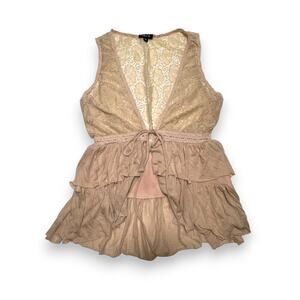 Rue21 Sleeveless Lace Ruffle Top Nude Pink Size Medium